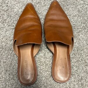 Madewell Tan Leather Women's Mules with pointed toe leather